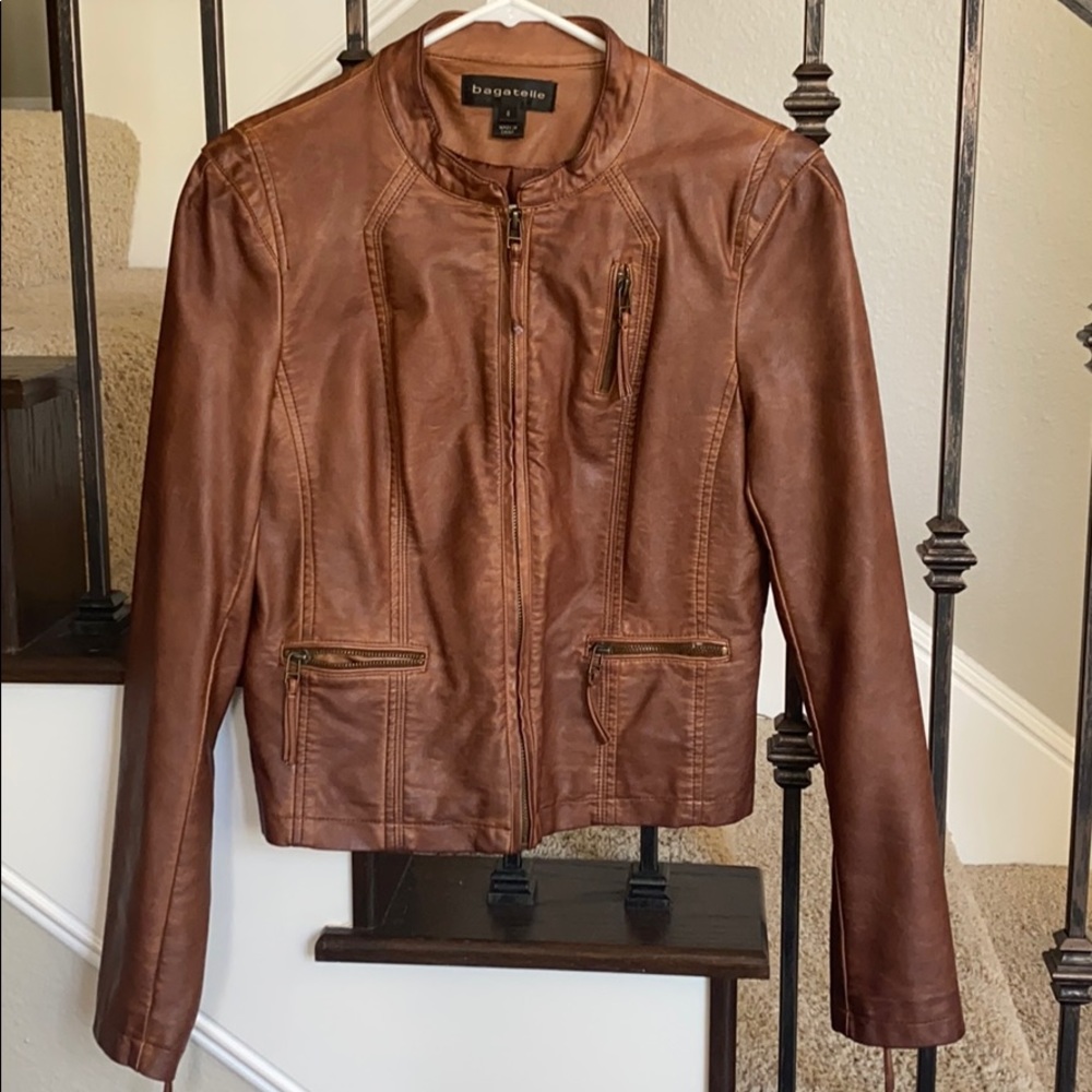 Bagatelle Faux Leather Motto Jacket